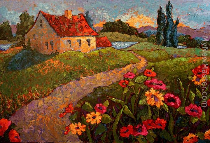 MAYA EVENTOV FLower village Painting