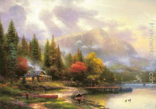 Thomas Kinkade Seaside Village Painting