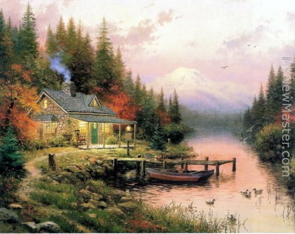 Thomas Kinkade End of a Perfect Day Painting