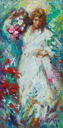 Jose Royo EL CESTO DE FLORES Painting