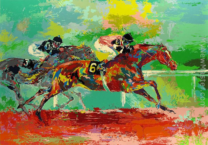 leroy neiman Race of the Year (Affirmed and Spectacular Bid) Painting